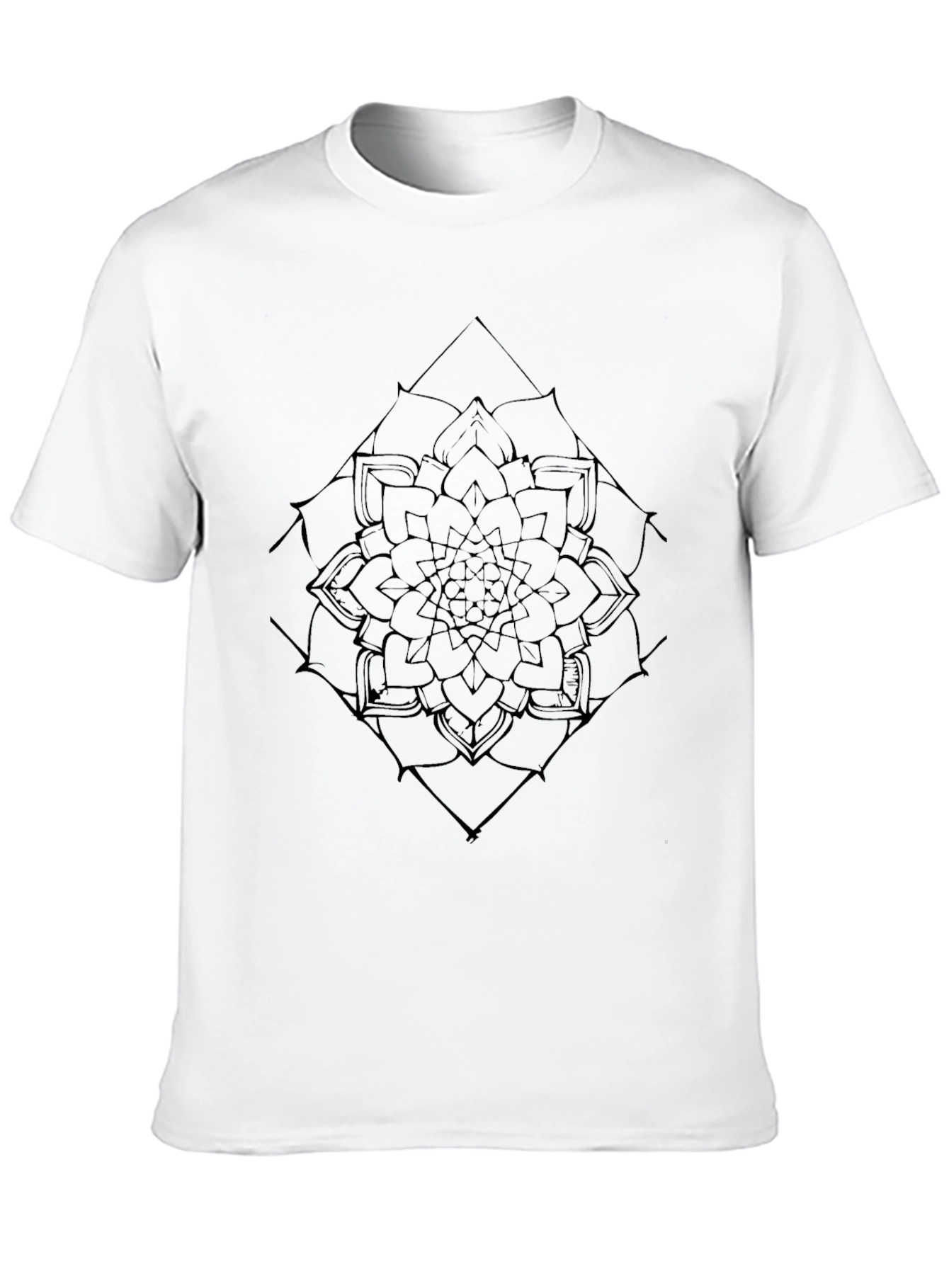 Black Mandala Graphic Tee - Modern Geometric Design
