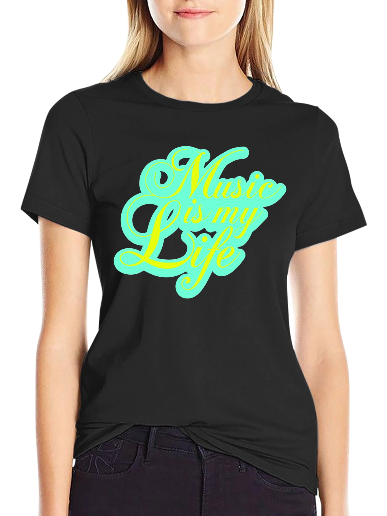 Music is My Life Graphic Tee - Trendy Black T-Shirt