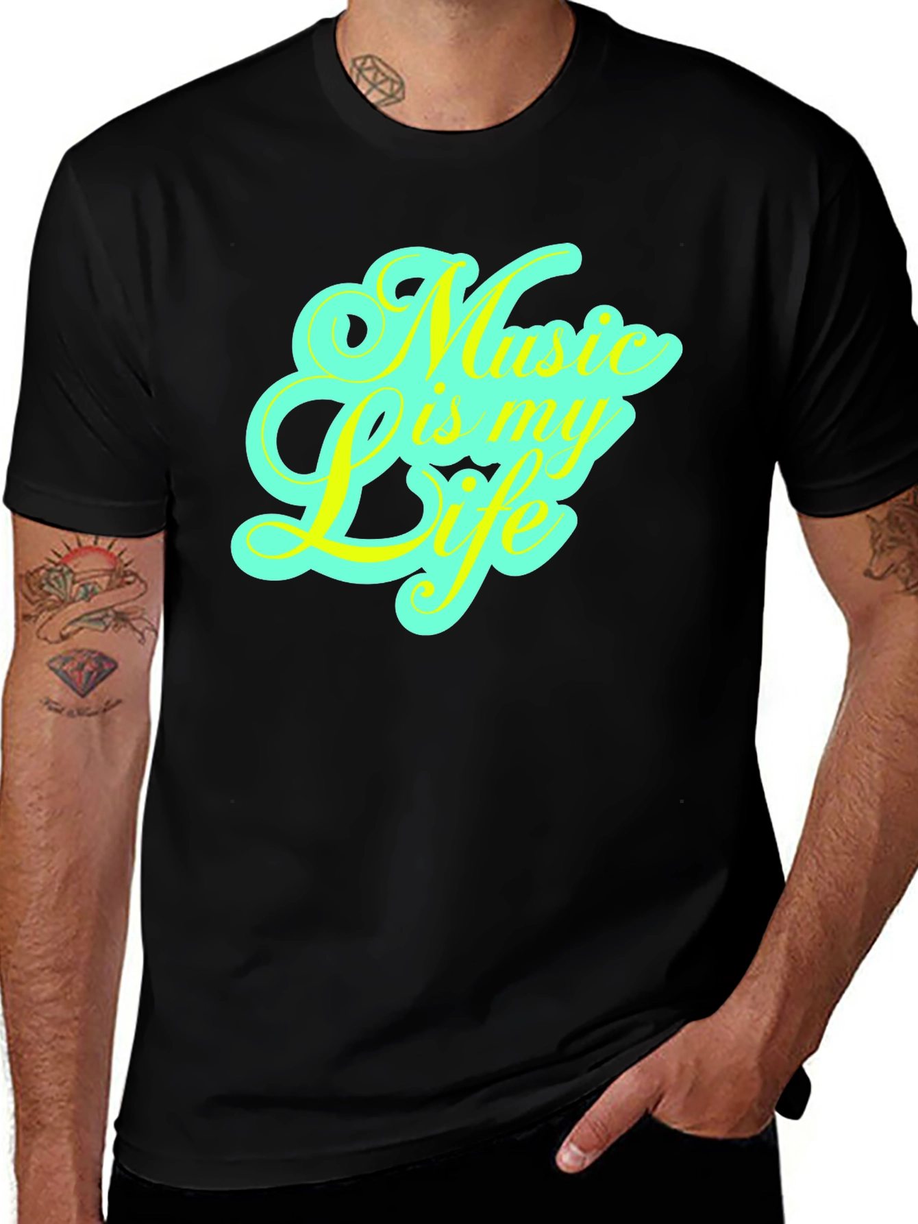 Music is My Life Graphic Tee - Trendy Black T-Shirt