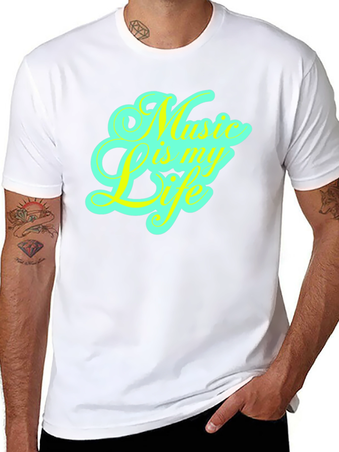 Music is My Life Graphic Tee - Trendy Black T-Shirt