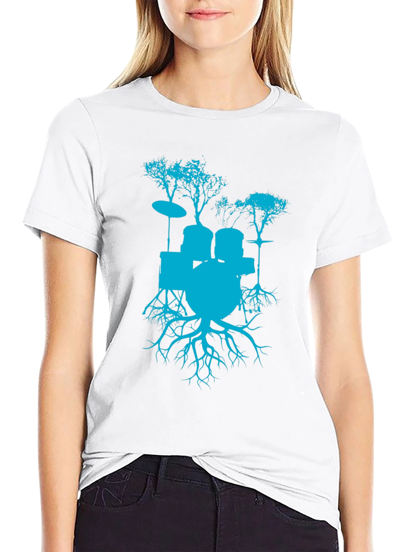 Drum Set Tree Graphic T-Shirt - Rock Band Tee