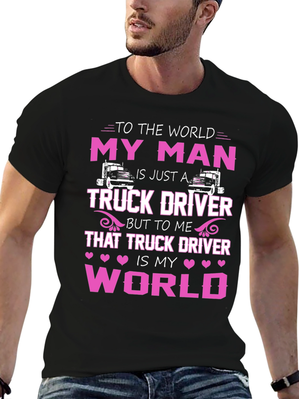 My Man Truck Driver T-Shirt - Black