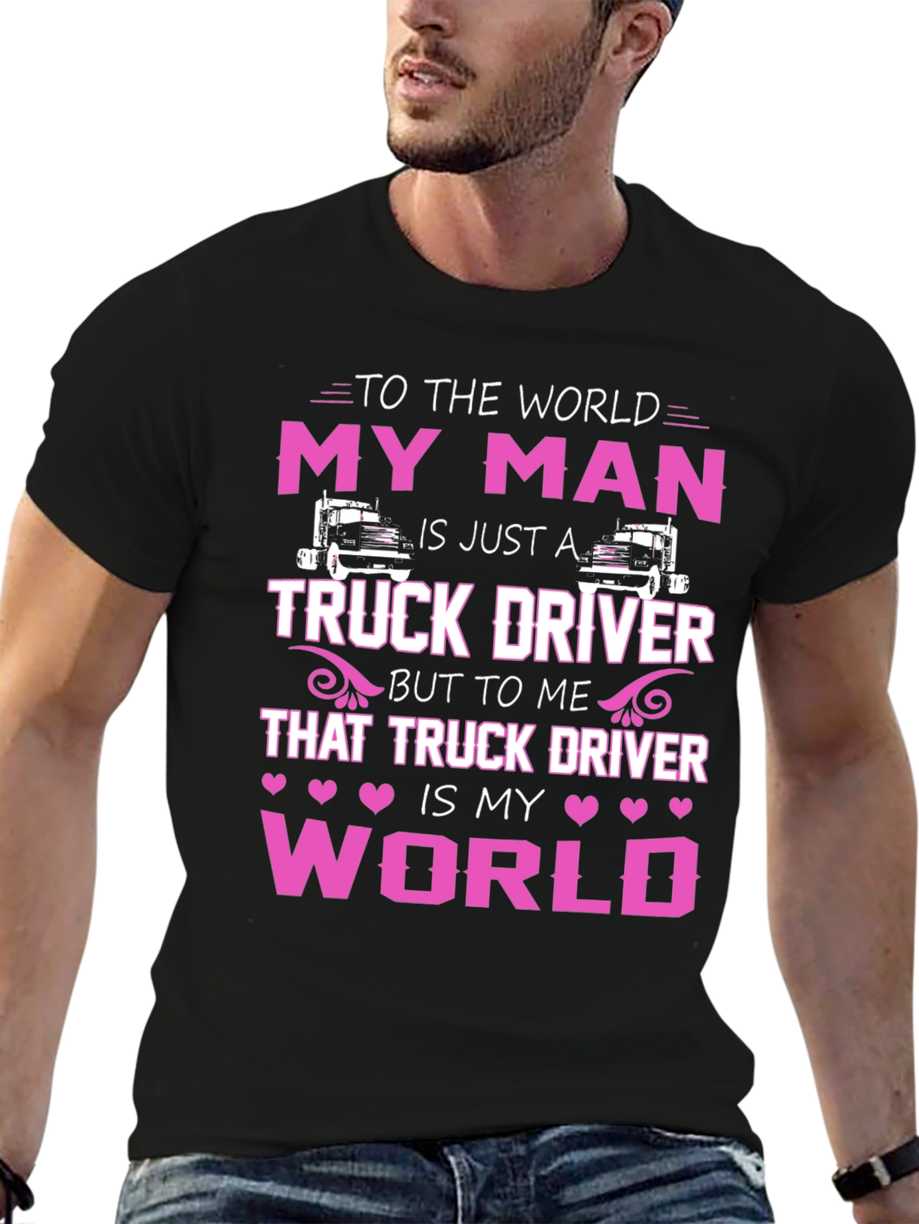 My Man Truck Driver T-Shirt - Black