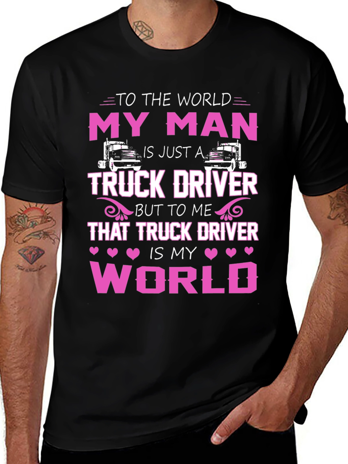 My Man Truck Driver T-Shirt - Black