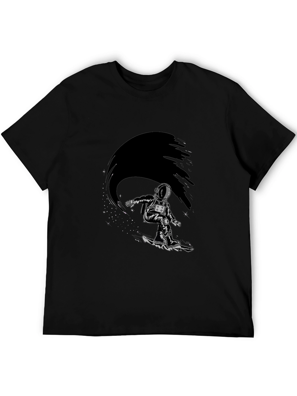 Astronaut Snowboarder Graphic Tee - Black T-Shirt