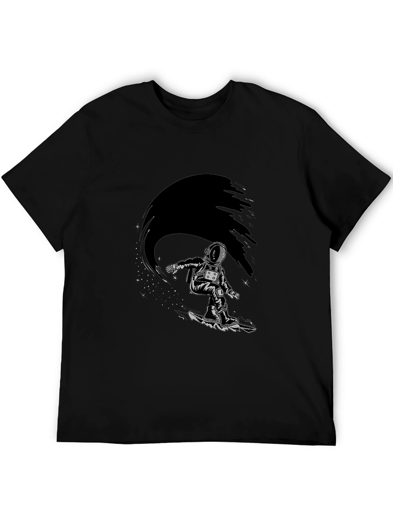Astronaut Snowboarder Graphic Tee - Black T-Shirt
