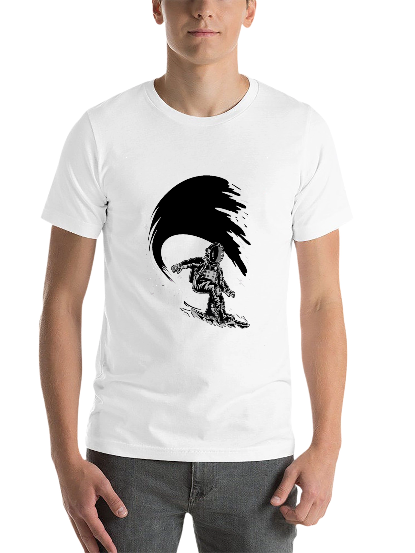 Astronaut Snowboarder Graphic Tee - Black T-Shirt