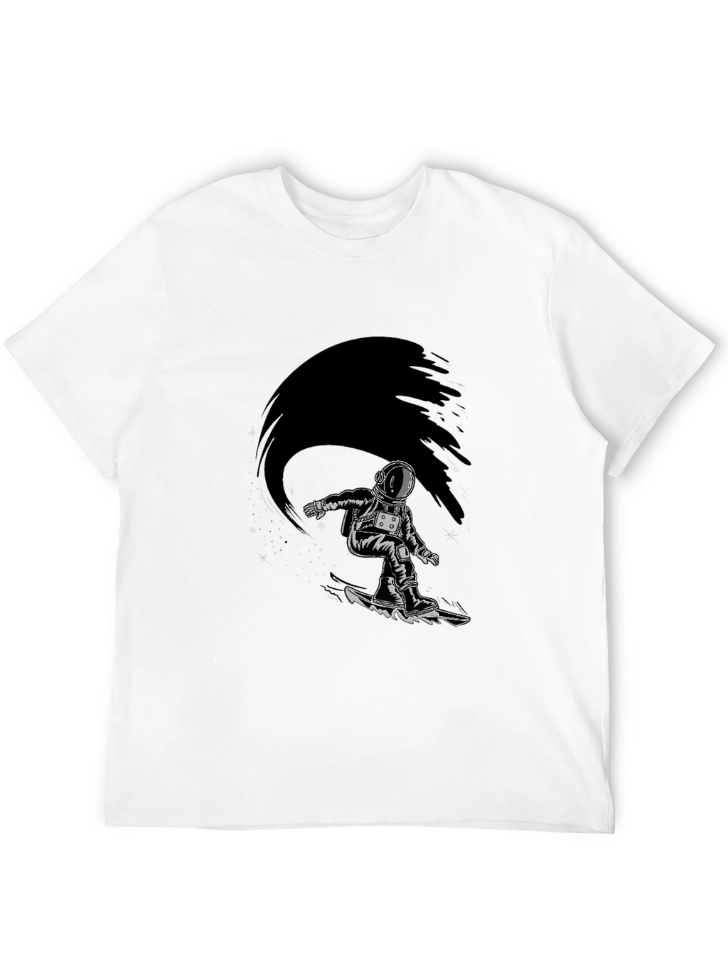 Astronaut Snowboarder Graphic Tee - Black T-Shirt