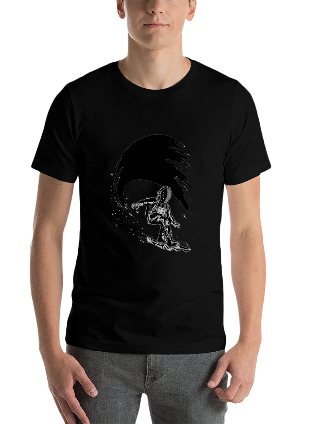 Astronaut Snowboarder Graphic Tee - Black T-Shirt