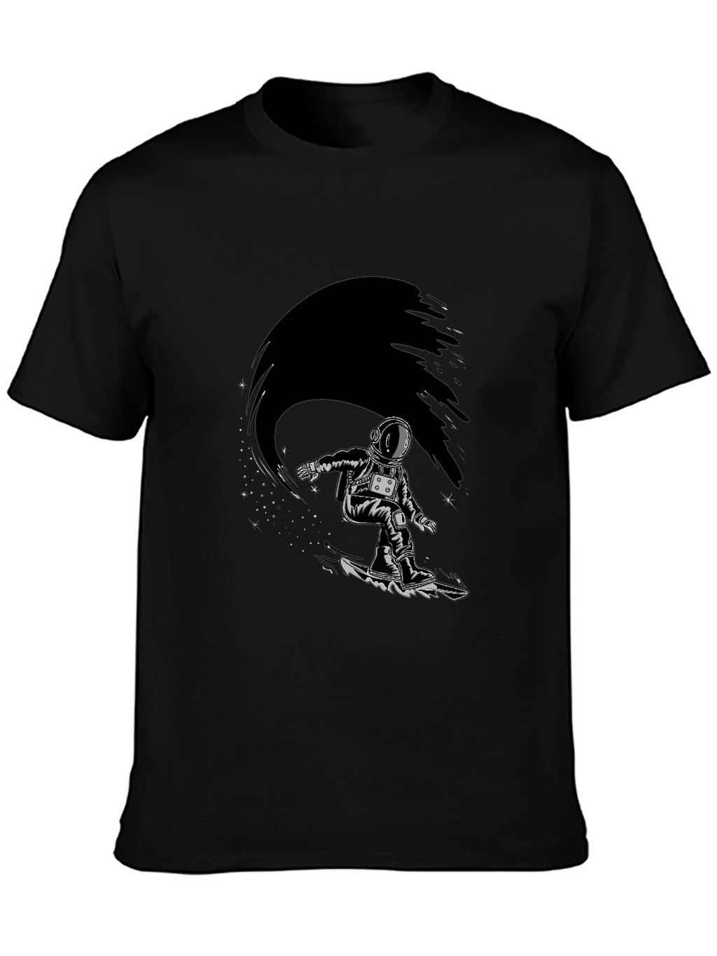 Astronaut Snowboarder Graphic Tee - Black T-Shirt