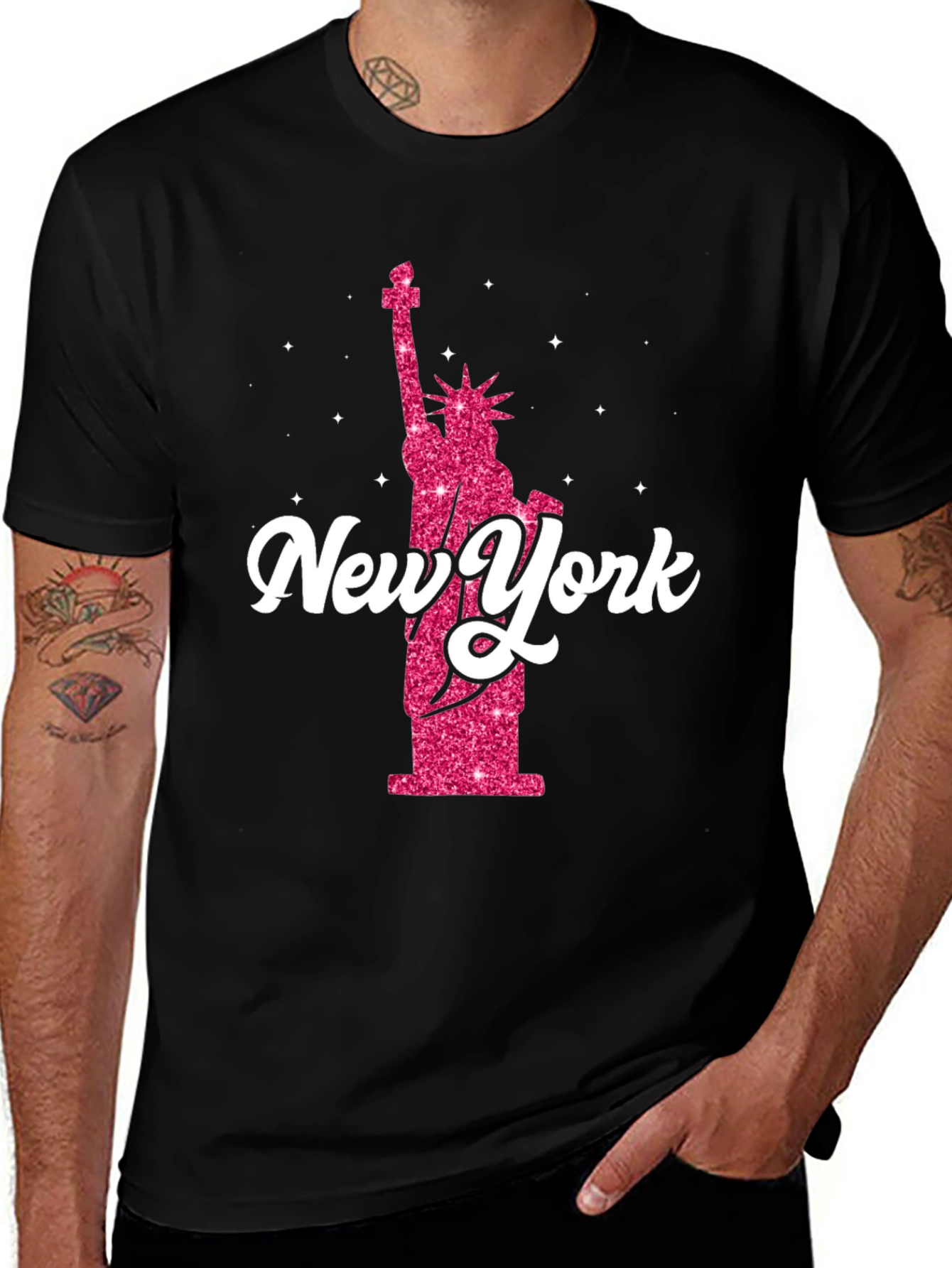 New York Statue of Liberty Glitter T-Shirt