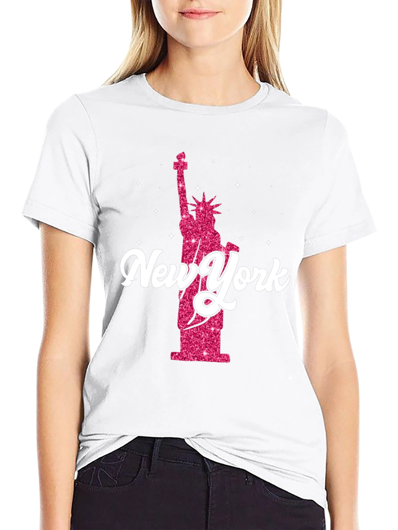 New York Statue of Liberty Glitter T-Shirt