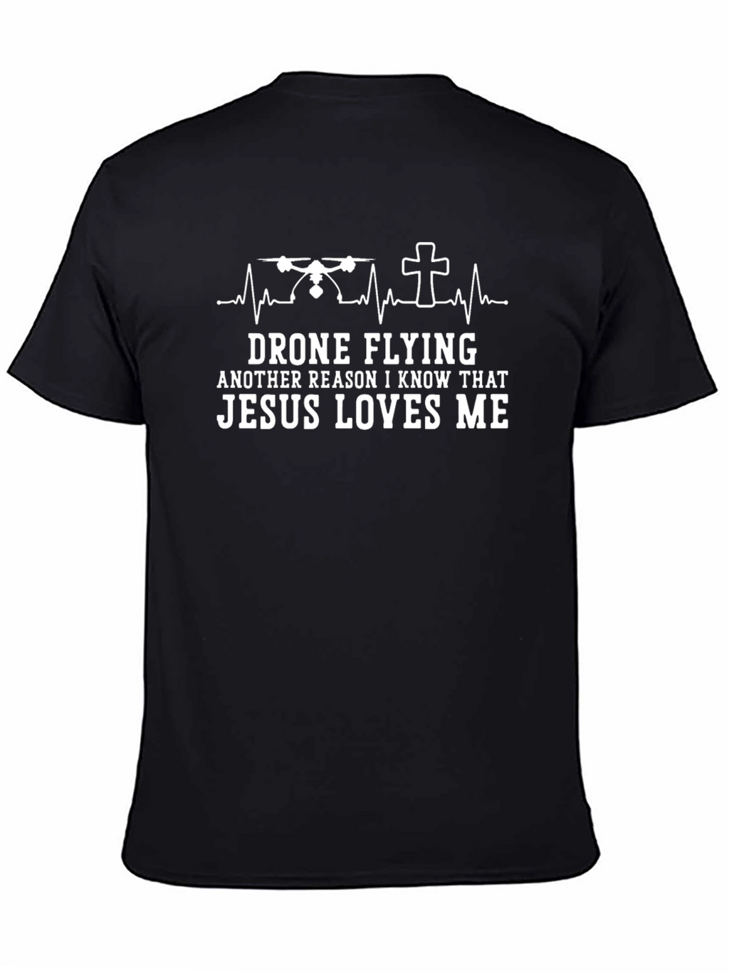Drone Flying Jesus Loves Me Graphic Tee