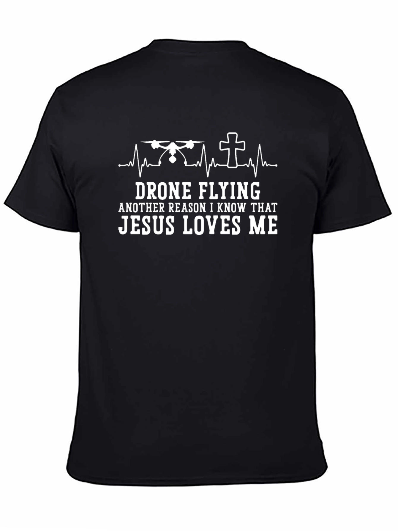 Drone Flying Jesus Loves Me Graphic Tee