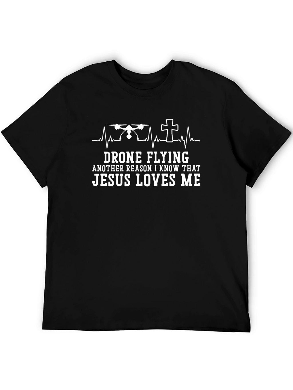 Drone Flying Jesus Loves Me Graphic Tee