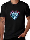 Diamond Heart Graphic Tee - Stylish Black T-Shirt
