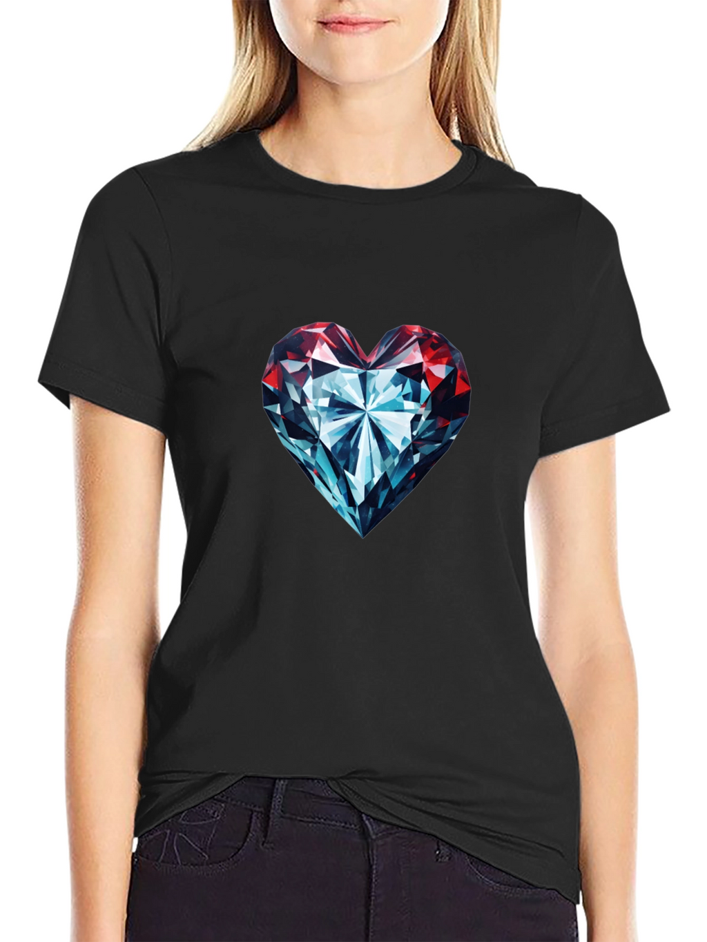 Diamond Heart Graphic Tee - Stylish Black T-Shirt