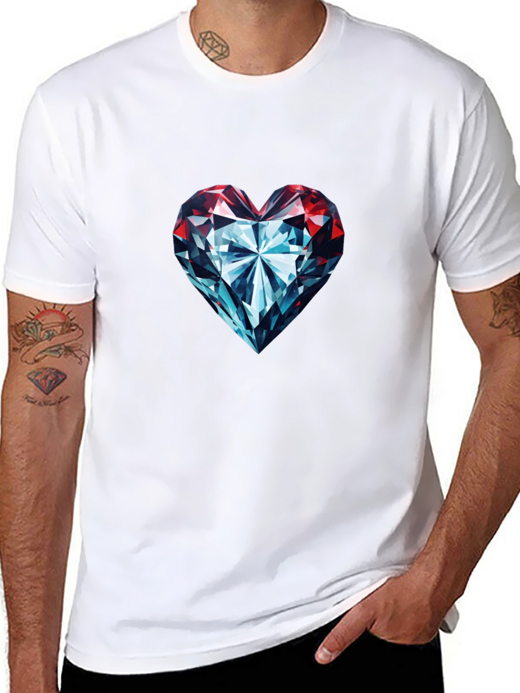 Diamond Heart Graphic Tee - Stylish Black T-Shirt