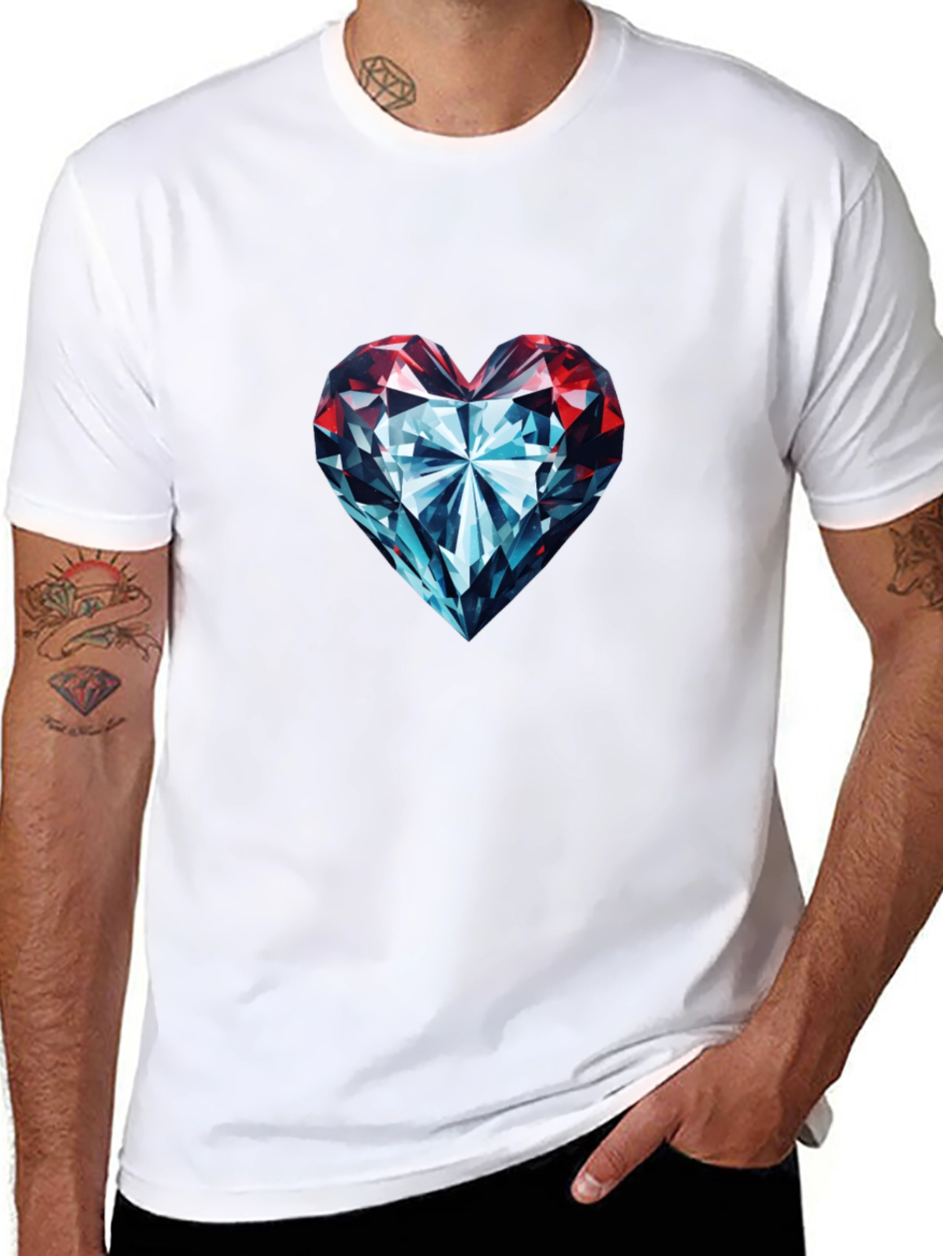 Diamond Heart Graphic Tee - Stylish Black T-Shirt