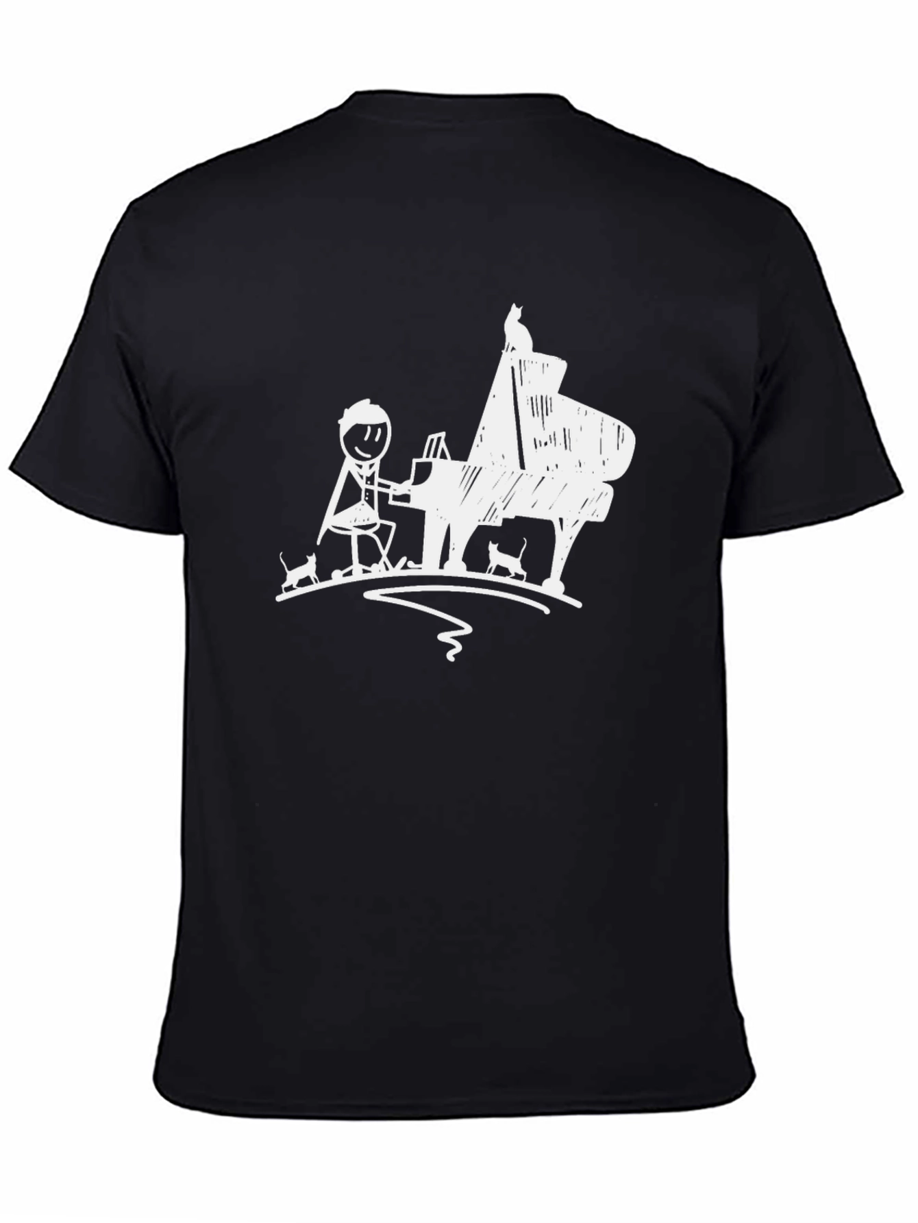Piano Cats Mens Black T-Shirt