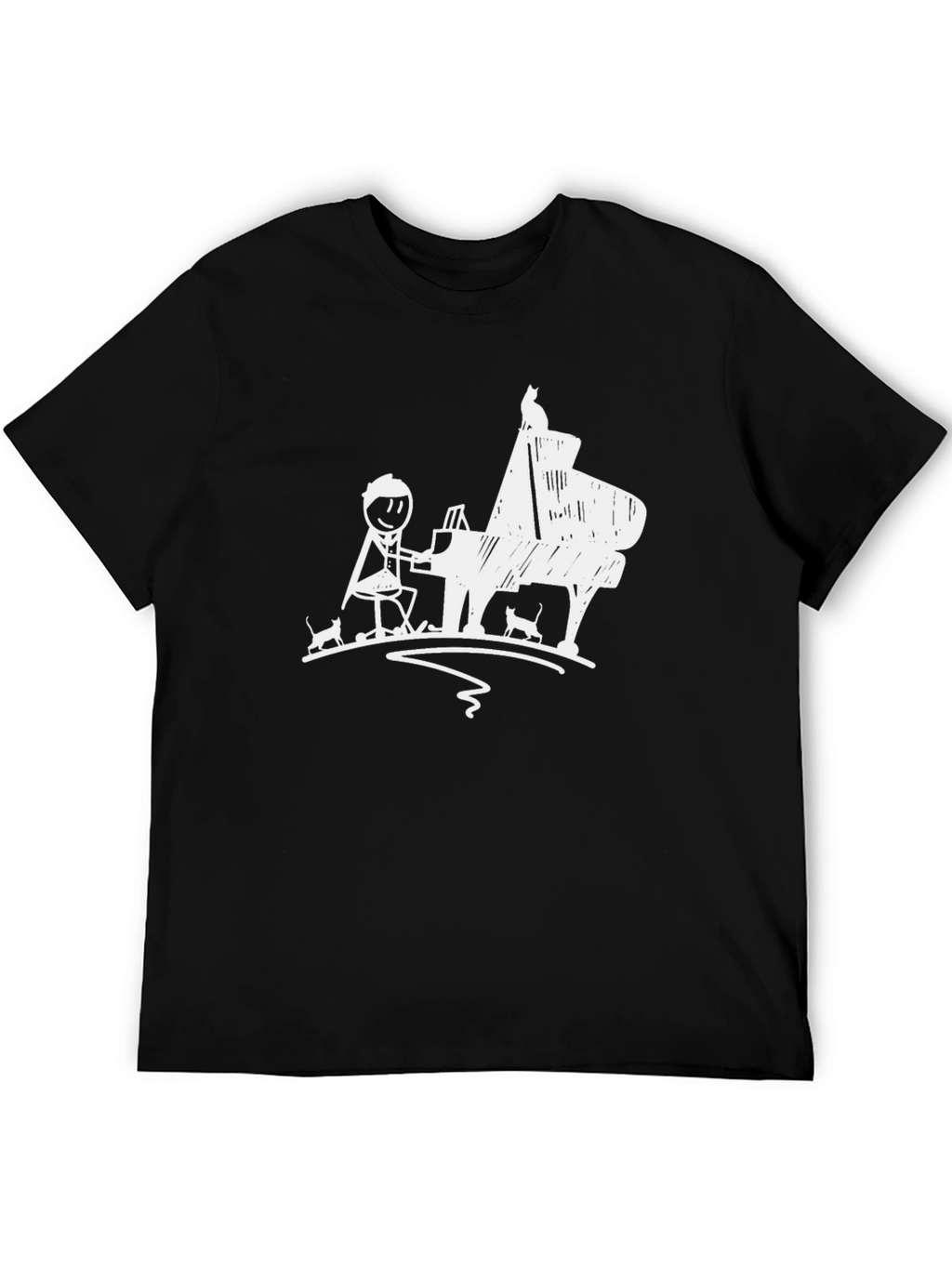 Piano Cats Mens Black T-Shirt