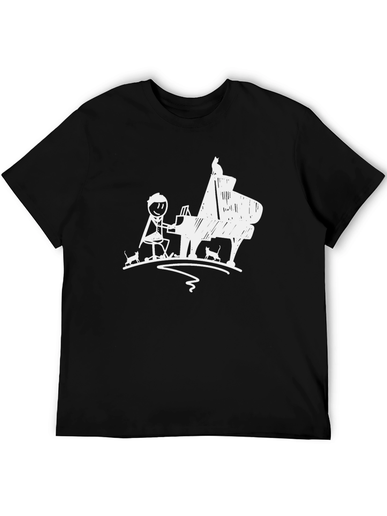 Piano Cats Mens Black T-Shirt