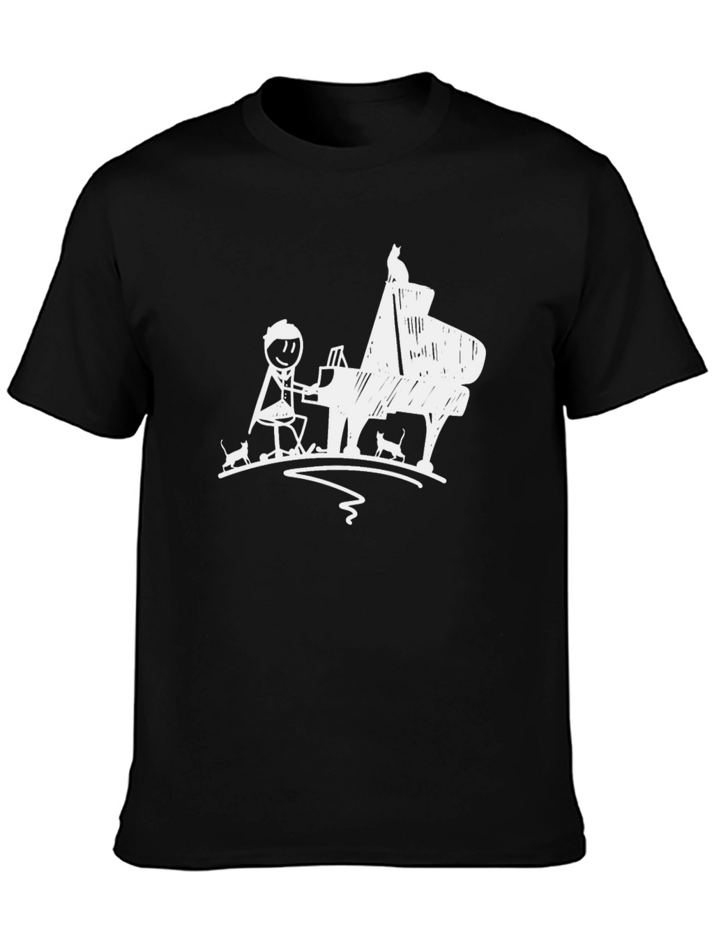 Piano Cats Mens Black T-Shirt