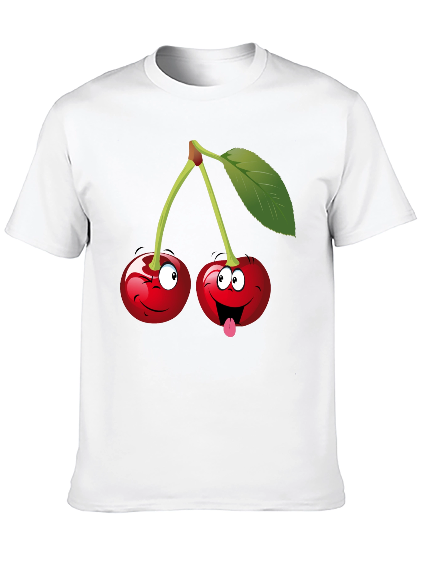Funny Cartoon Cherry Graphic Tee - Black Cotton T-Shirt