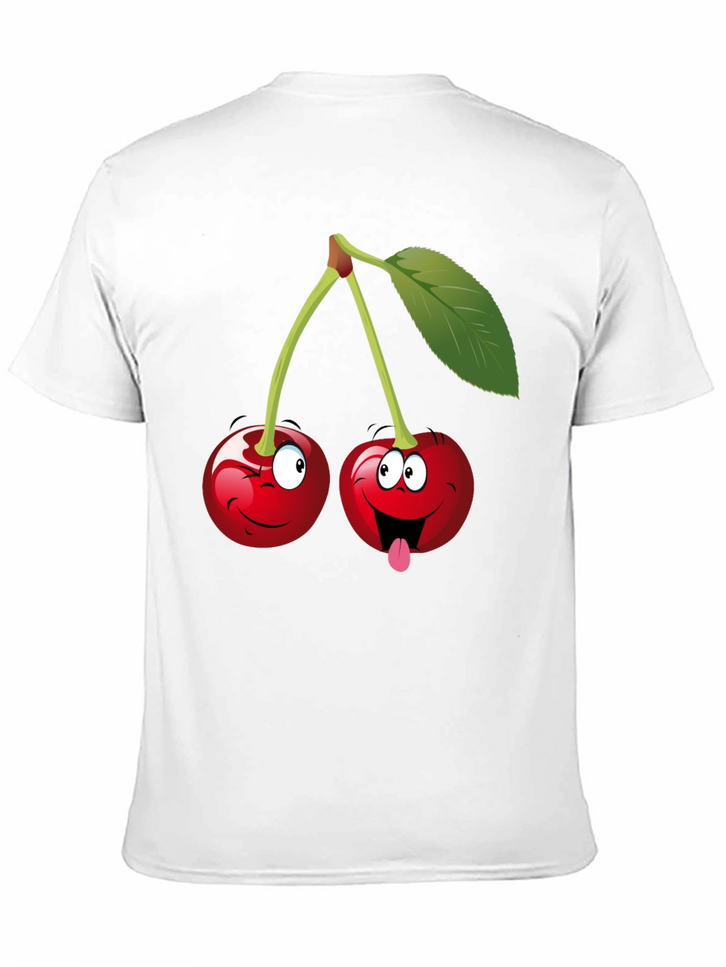Funny Cartoon Cherry Graphic Tee - Black Cotton T-Shirt