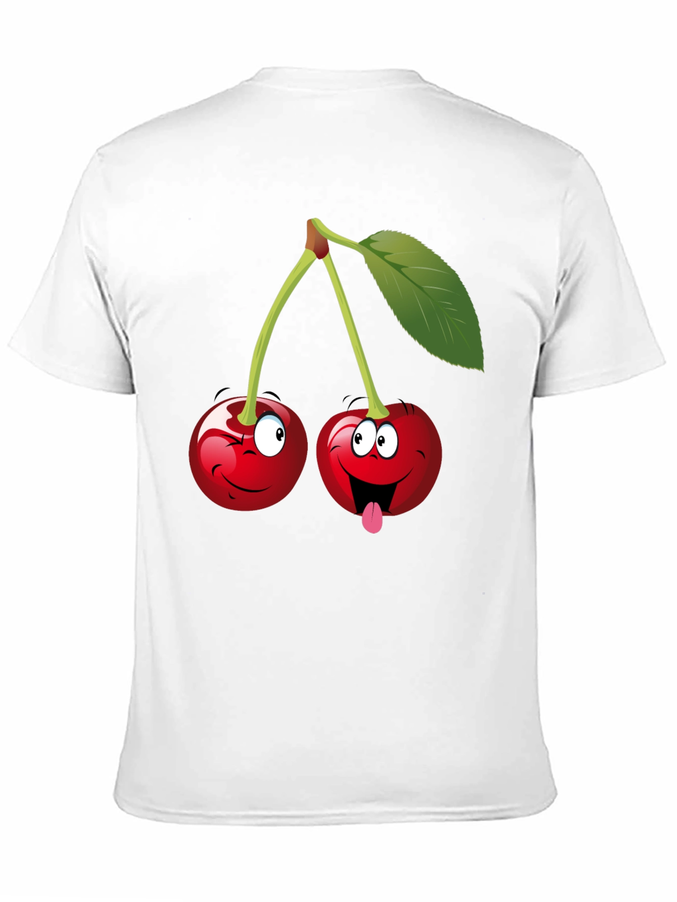Funny Cartoon Cherry Graphic Tee - Black Cotton T-Shirt