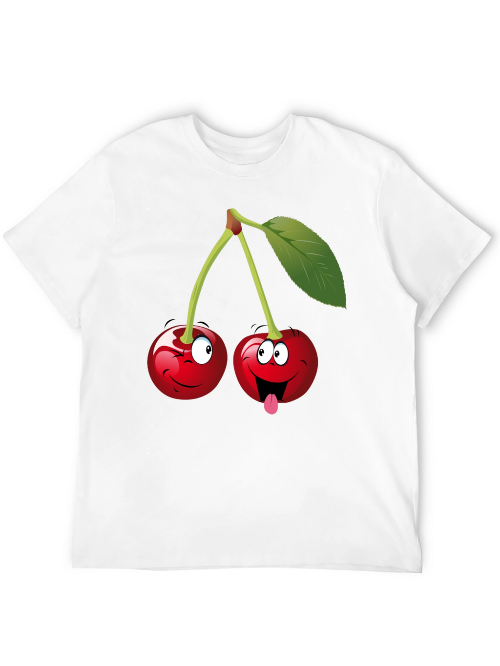 Funny Cartoon Cherry Graphic Tee - Black Cotton T-Shirt
