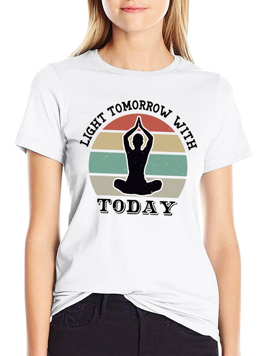 Light Tomorrow Yoga Silhouette Black T-Shirt