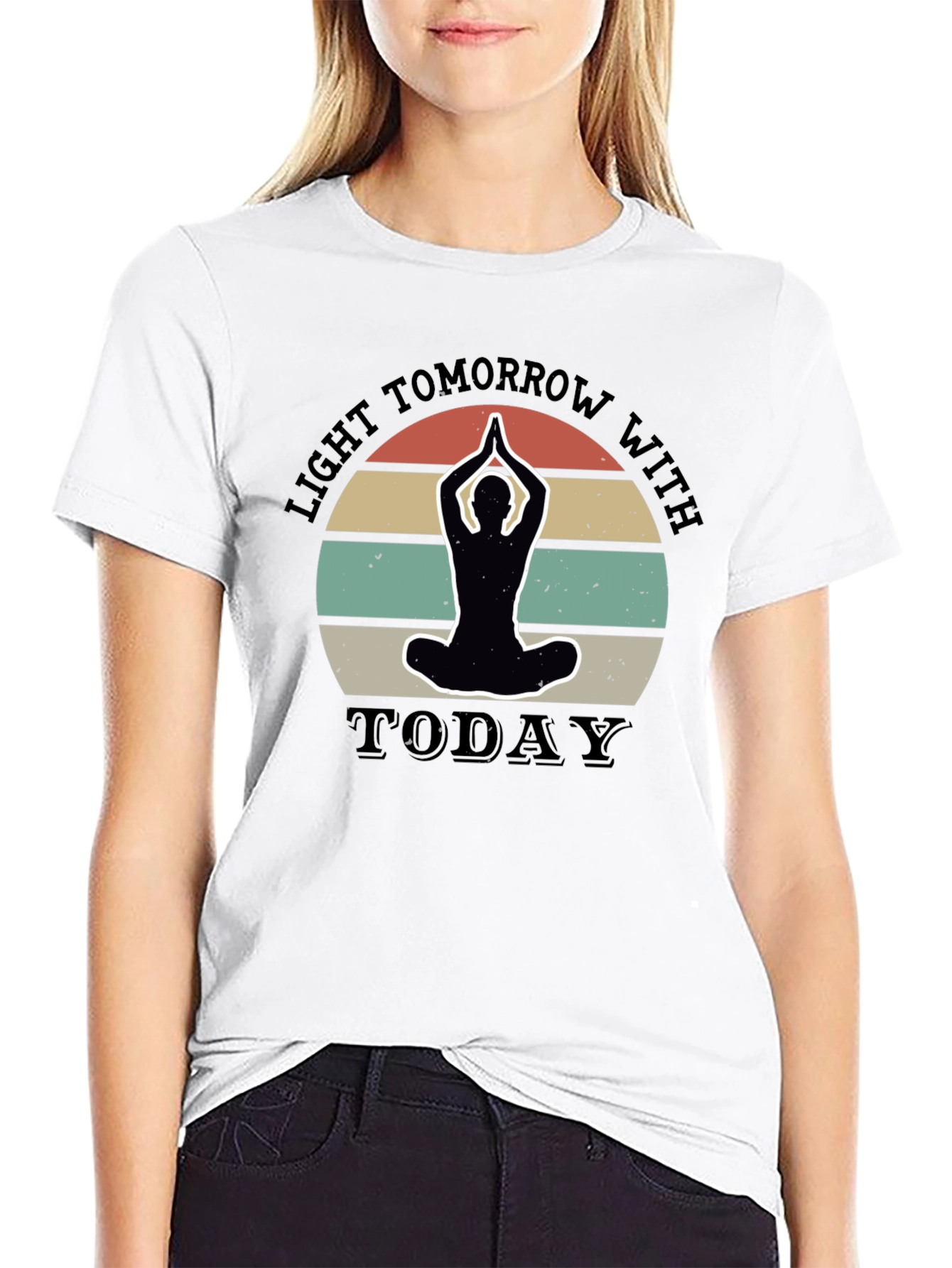 Light Tomorrow Yoga Silhouette Black T-Shirt