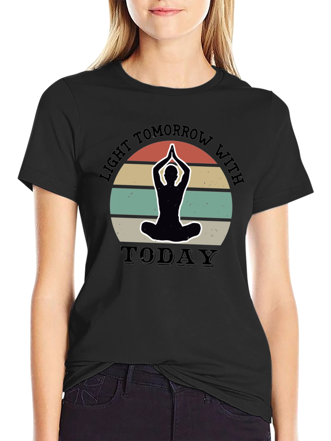 Light Tomorrow Yoga Silhouette Black T-Shirt