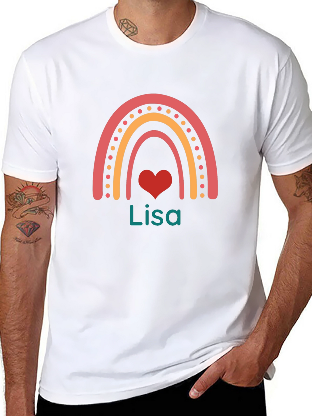 Personalized Lisa Rainbow Heart T-Shirt