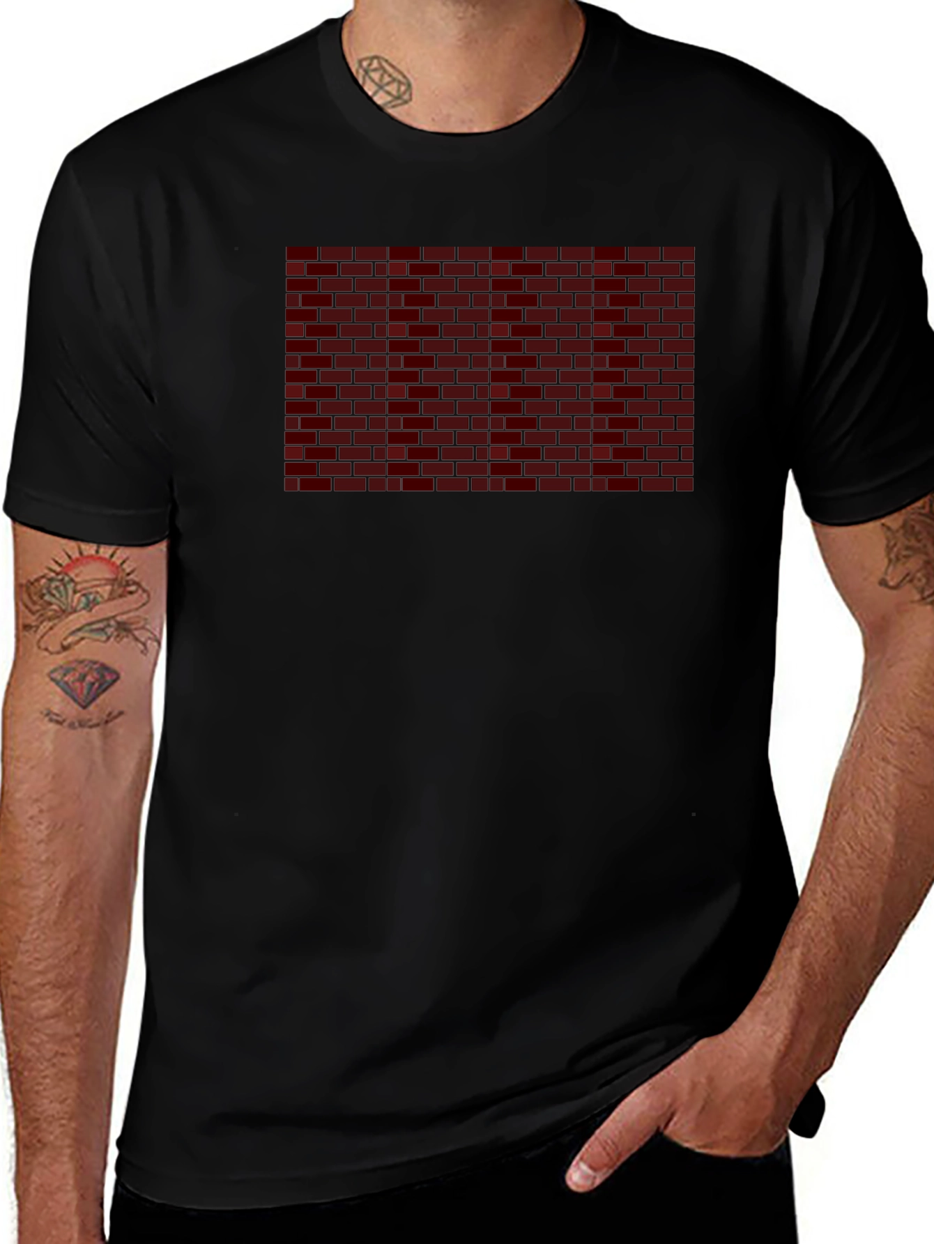 Brick Wall Graphic Tee - Mens Black Cotton T-Shirt