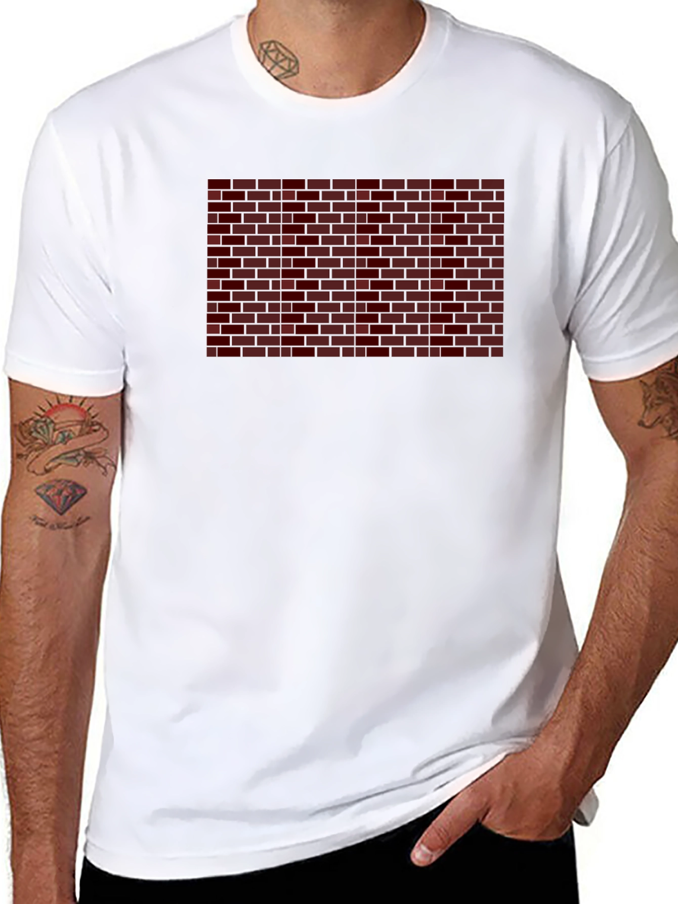 Brick Wall Graphic Tee - Mens Black Cotton T-Shirt