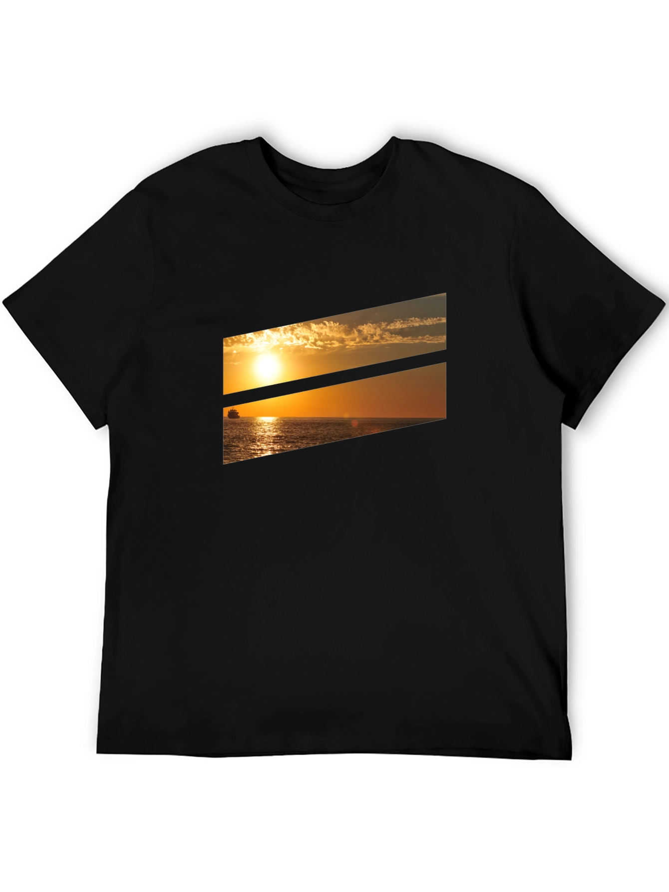 Sunset Ocean Graphic Tee - Black