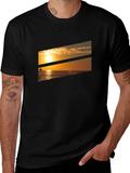 Sunset Ocean Graphic Tee - Black