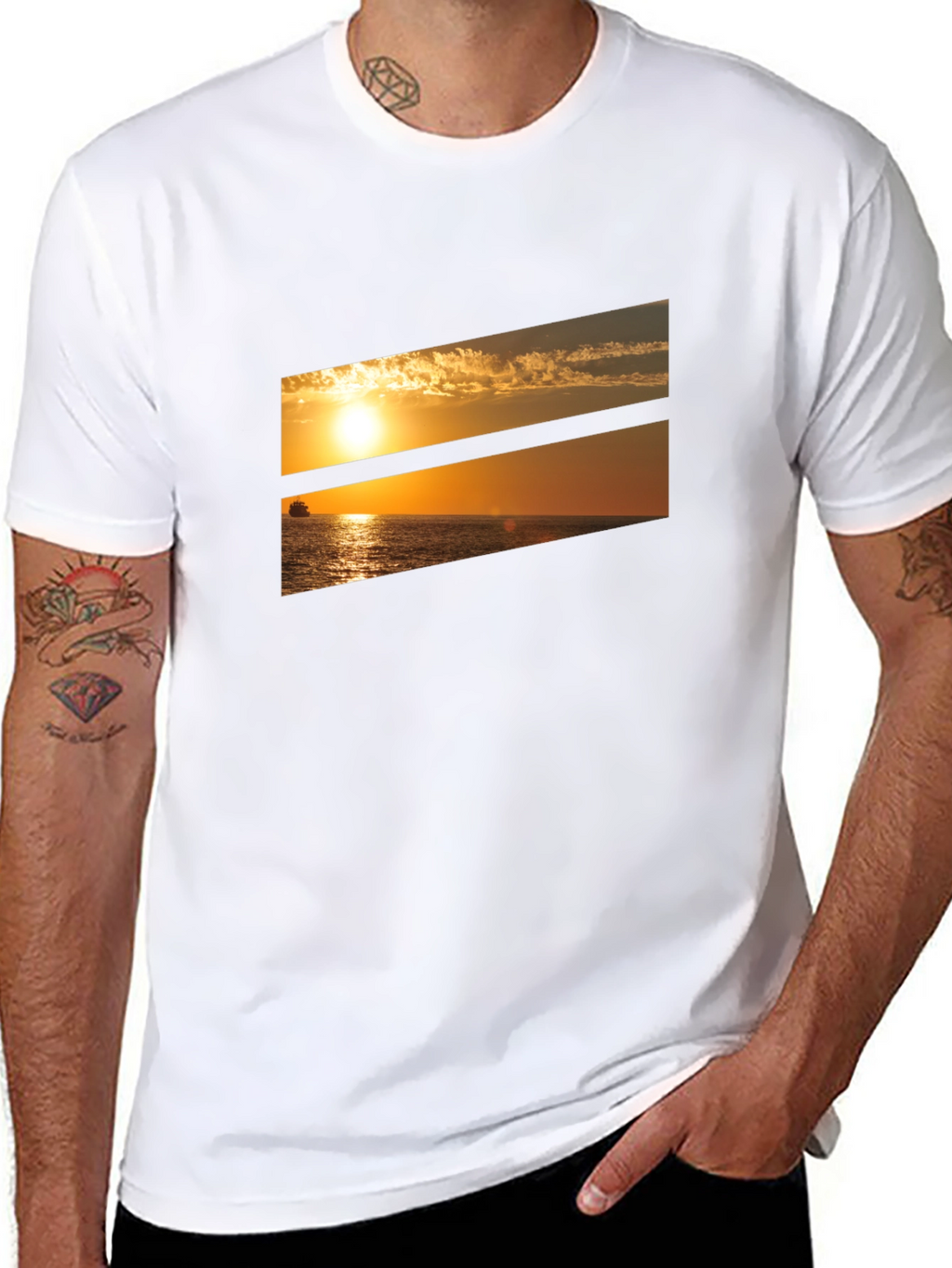 Sunset Ocean Graphic Tee - Black