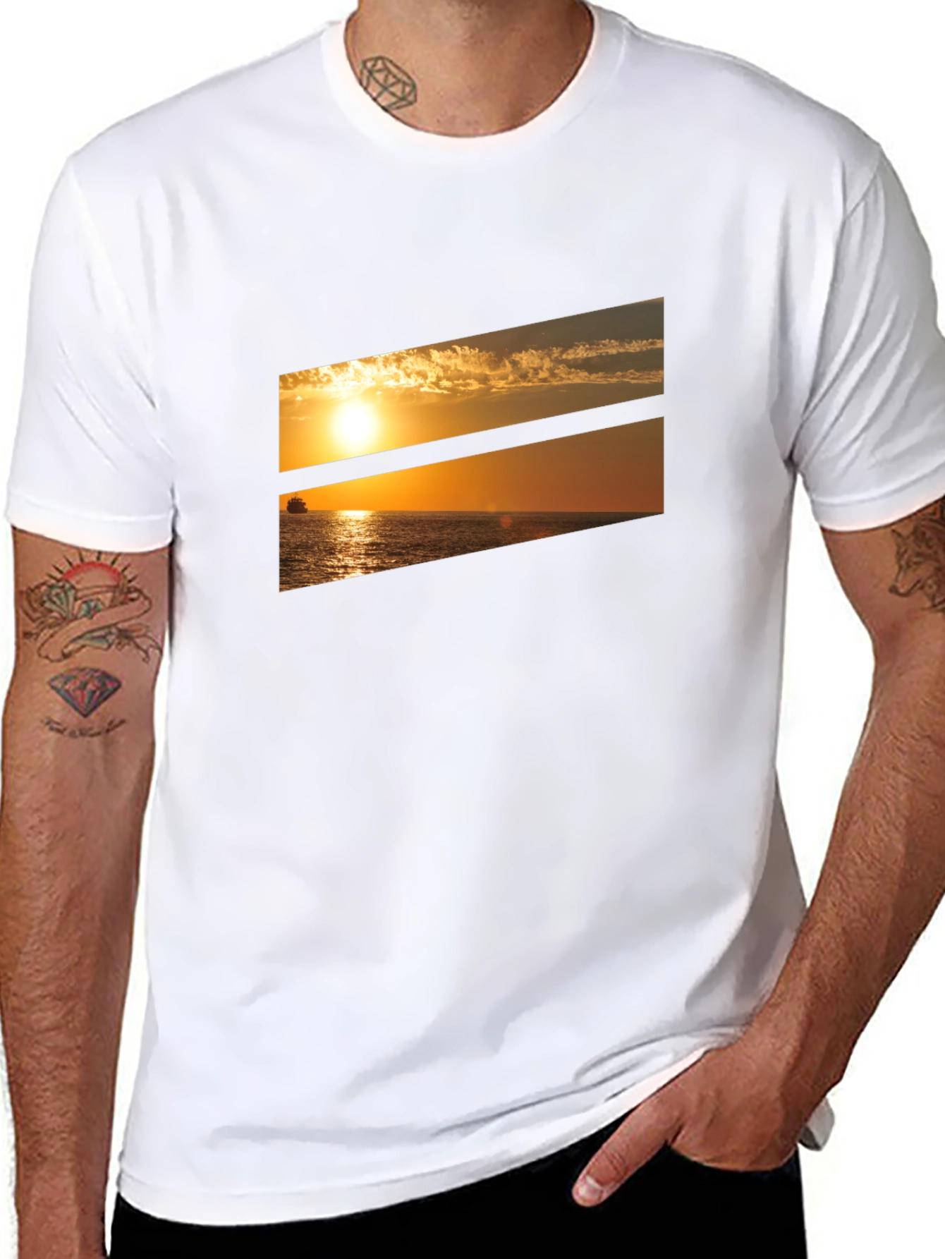 Sunset Ocean Graphic Tee - Black
