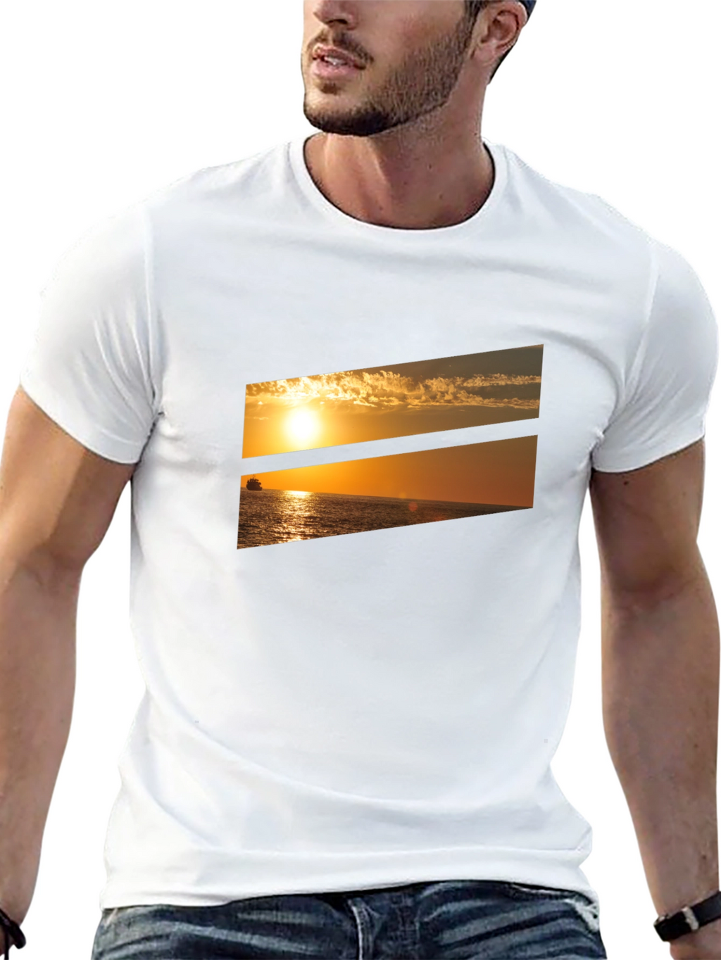 Sunset Ocean Graphic Tee - Black