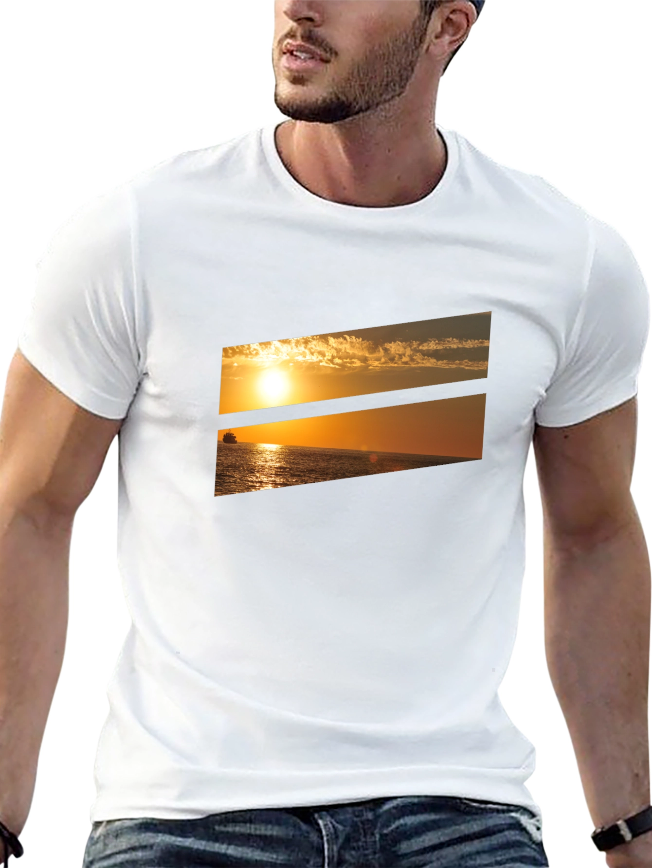 Sunset Ocean Graphic Tee - Black