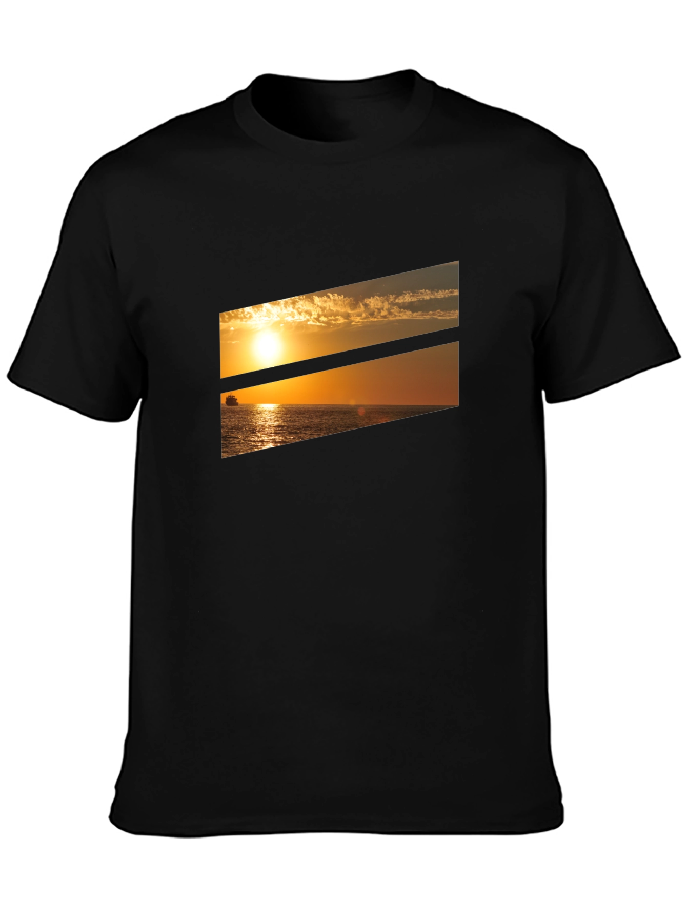 Sunset Ocean Graphic Tee - Black