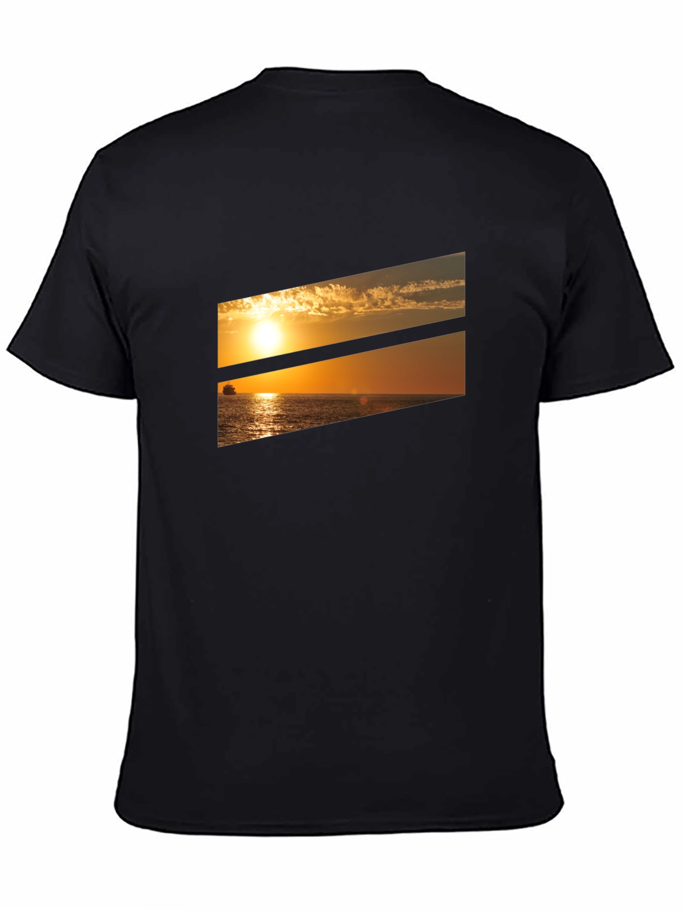 Sunset Ocean Graphic Tee - Black