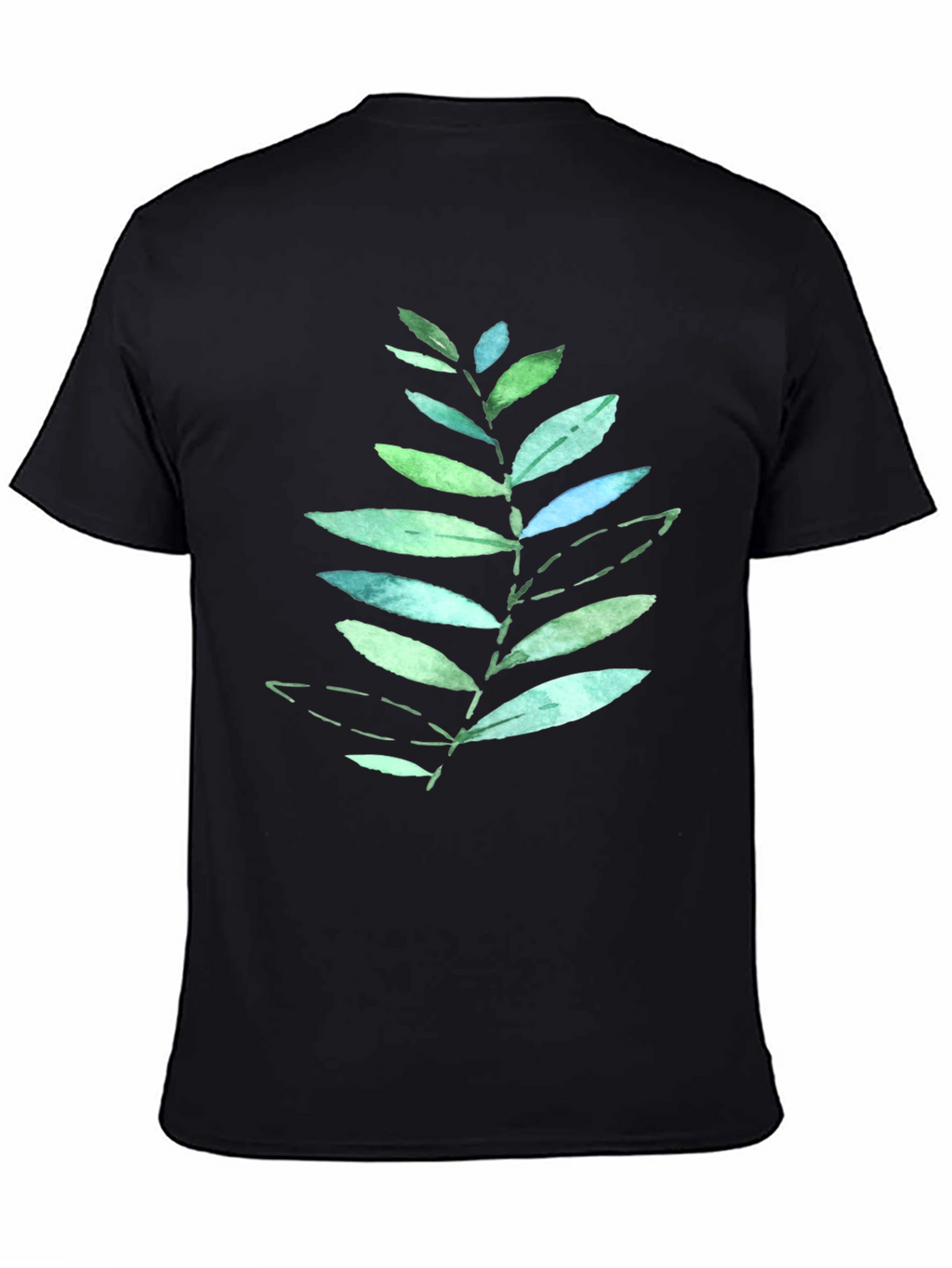 Leaf Print Black T-Shirt - Nature Inspired Design