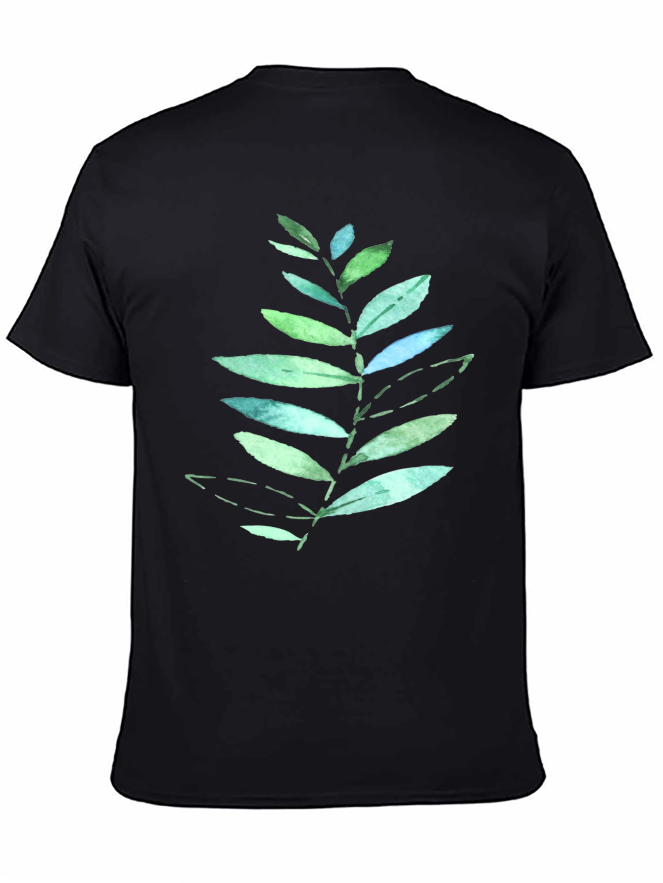 Leaf Print Black T-Shirt - Nature Inspired Design