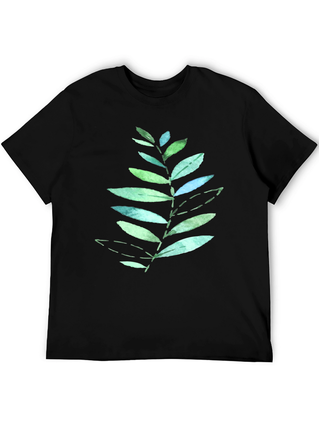 Leaf Print Black T-Shirt - Nature Inspired Design