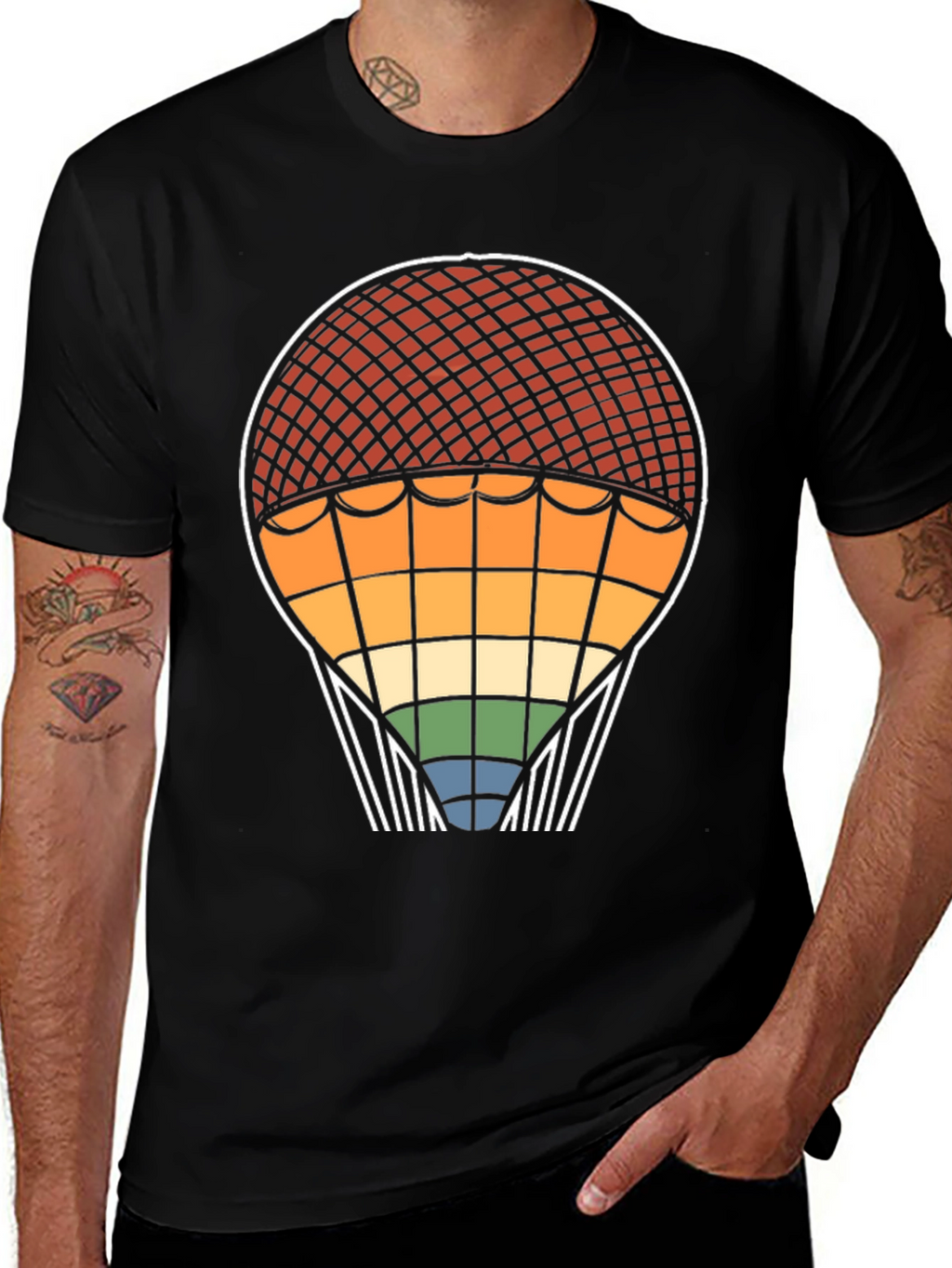 Retro Rainbow Hot Air Balloon T-Shirt