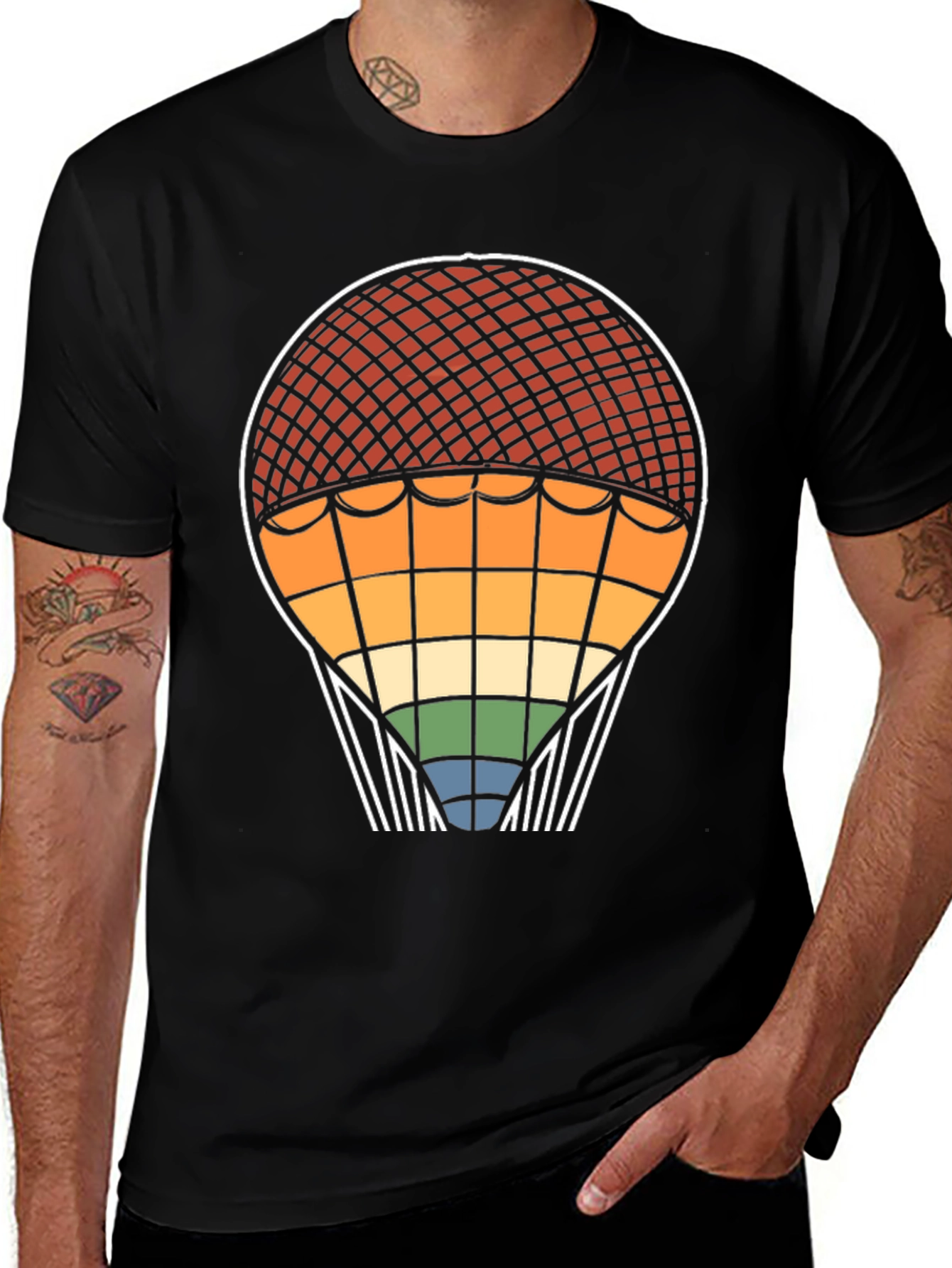 Retro Rainbow Hot Air Balloon T-Shirt